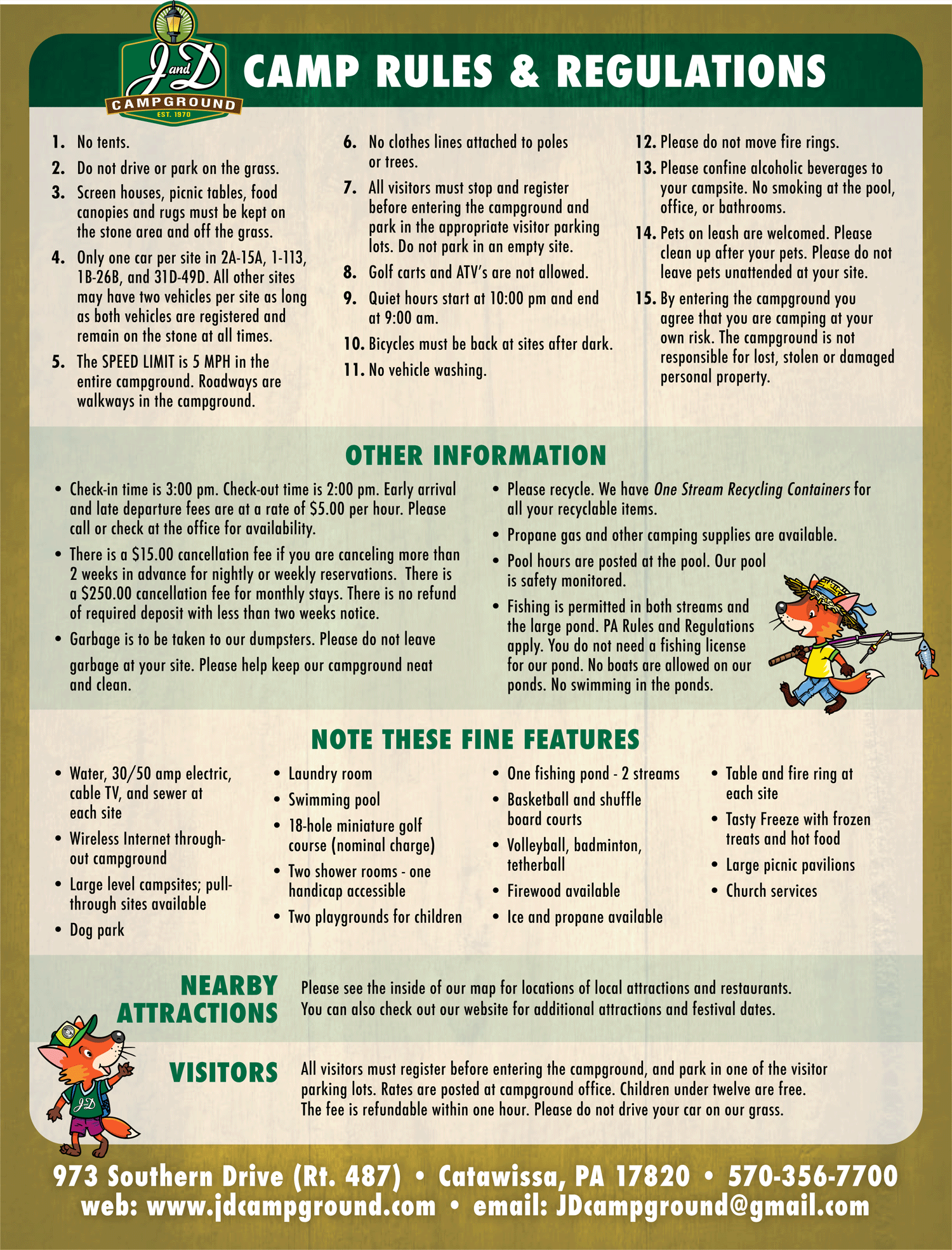 J&D Campground Rules and Regulations